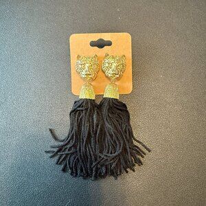 Pierced Metal with tassels Tiger Earrings